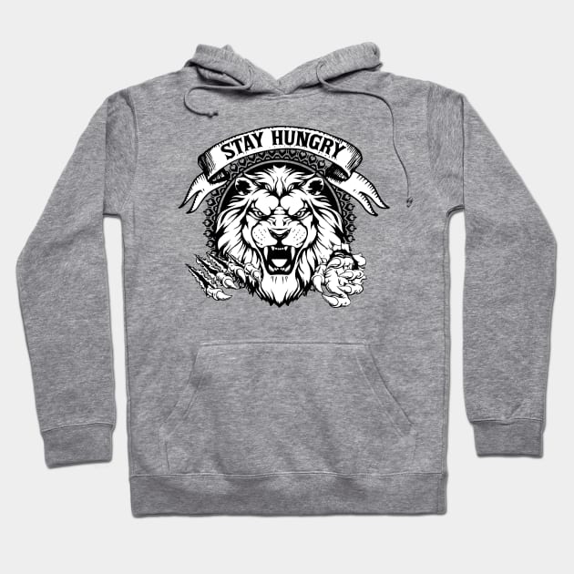 Stay Hungry Focused Lion Hoodie by CrossandForge